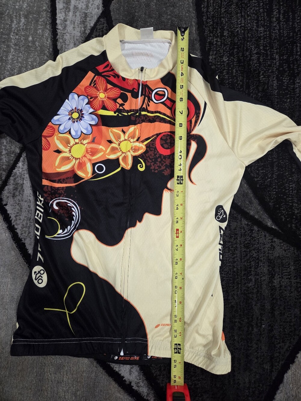 ZERO Bike Women's Floral Silhouette Cycling Jersey - Cream & Black - Picture 8 of 10